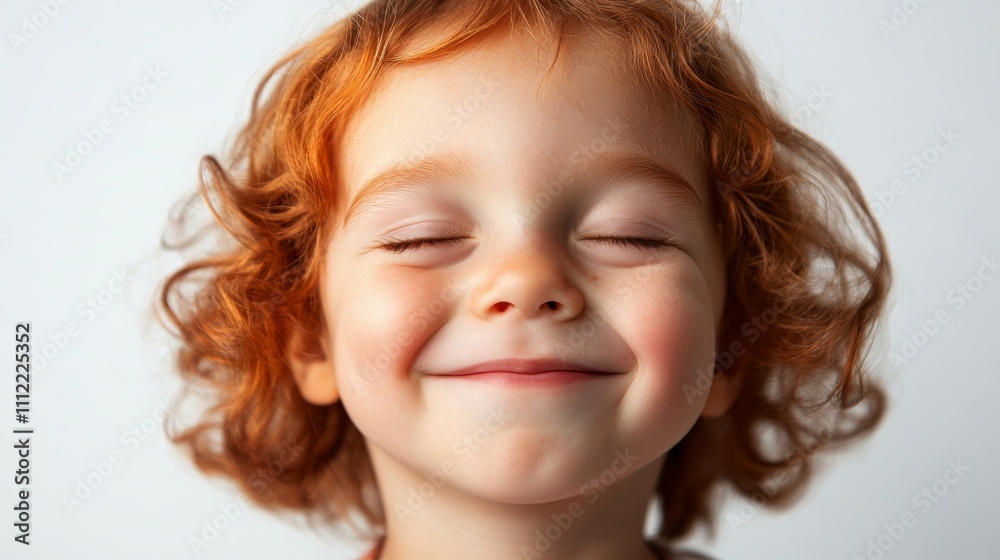 Happy Red Haired Toddler With Eyes Closed Smiling Happy Red Haired Toddler With Eyes Closed Smiling