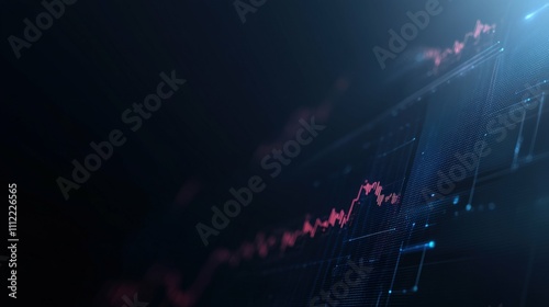 Abstract financial data visualization with glowing charts and lines dark blue background minimalist design with high detail futuristic business theme
