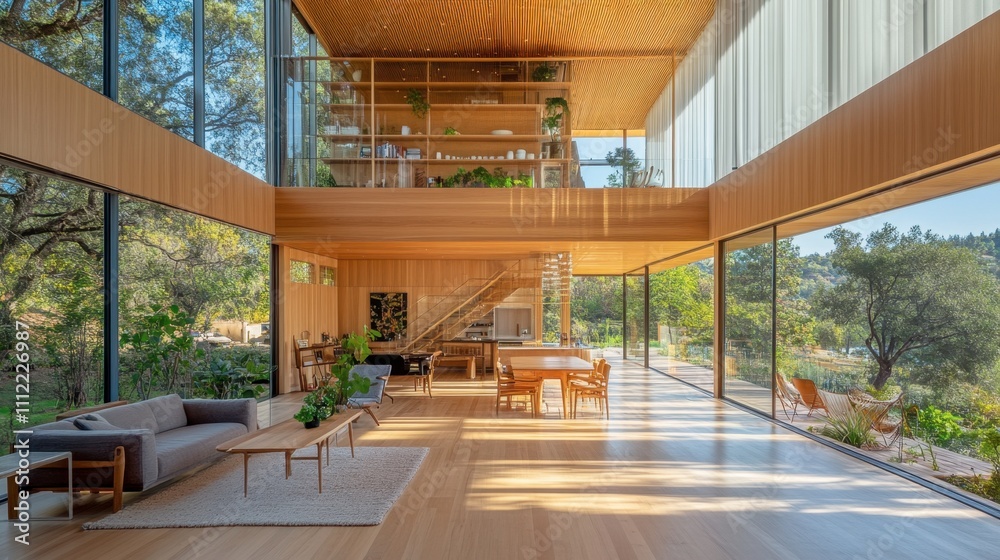 Fototapeta premium Modern Home Interior with Open Space and Natural Light Features