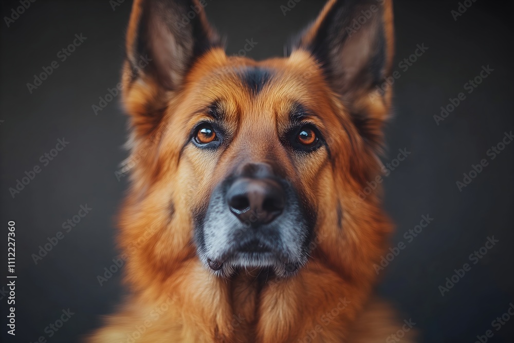 German shepherd with bright eyes on dark background German shepherd with bright eyes on dark background
