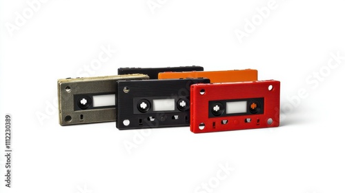 Old cassettes tapes isoalted on white background