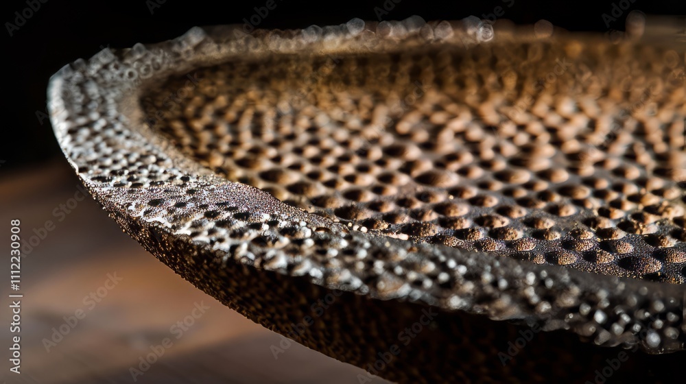 Metallic iron core with intricate magnetic field details, isolated on dark background, showcasing industrial strength and precision. Metallic iron core with intricate magnetic field details, isolated on dark background, showcasing industrial strength and precision.