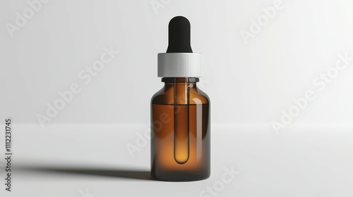 Glass dropper bottle serum isolated on white background