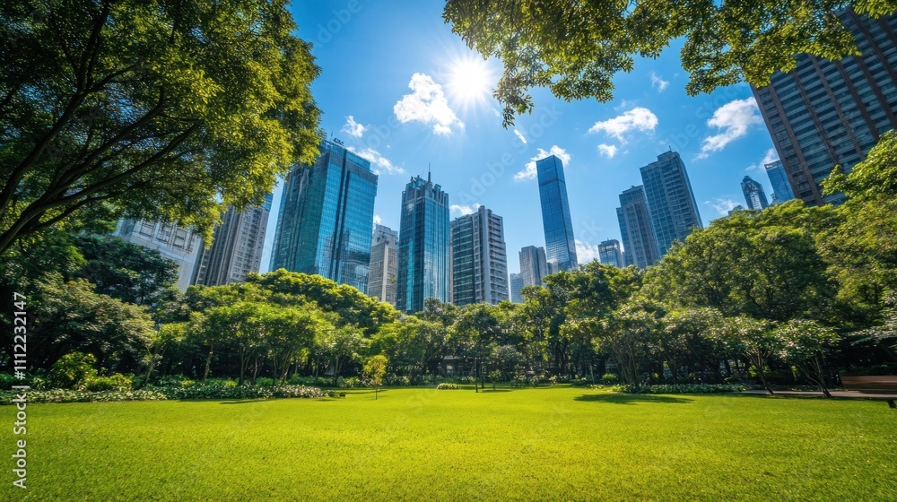 Urban Oasis: Skyscrapers and Lush Greenery in Harmony Urban Oasis: Skyscrapers and Lush Greenery in Harmony