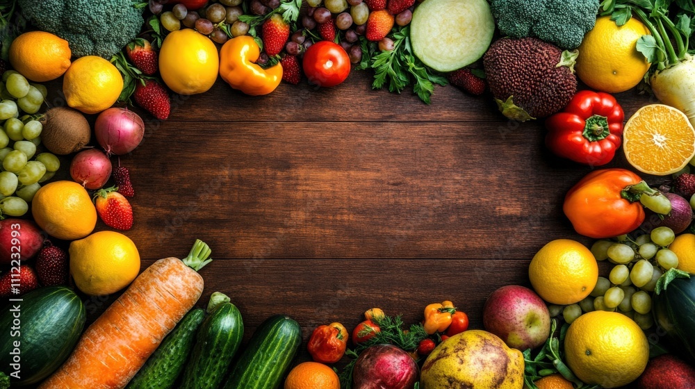 Vibrant Fresh Produce Border Arrangement Vibrant Fresh Produce Border Arrangement