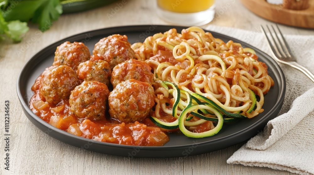 Delicious meatball meal for diet goals home kitchen food photography cozy setting balanced nutrition Delicious meatball meal for diet goals home kitchen food photography cozy setting balanced nutrition