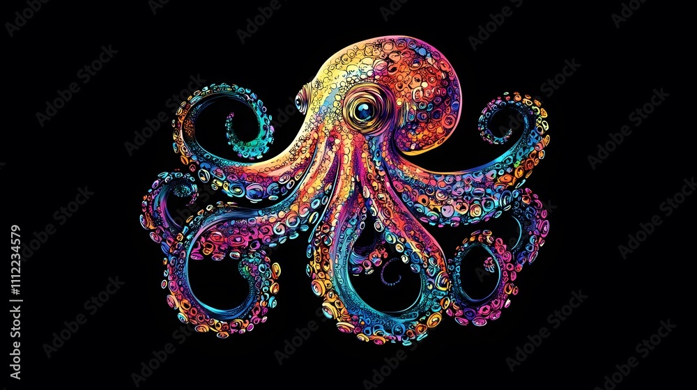 Incredible Commotion of an Octopus, Angry octopus illustration wallpaper Incredible Commotion of an Octopus, Angry octopus illustration wallpaper