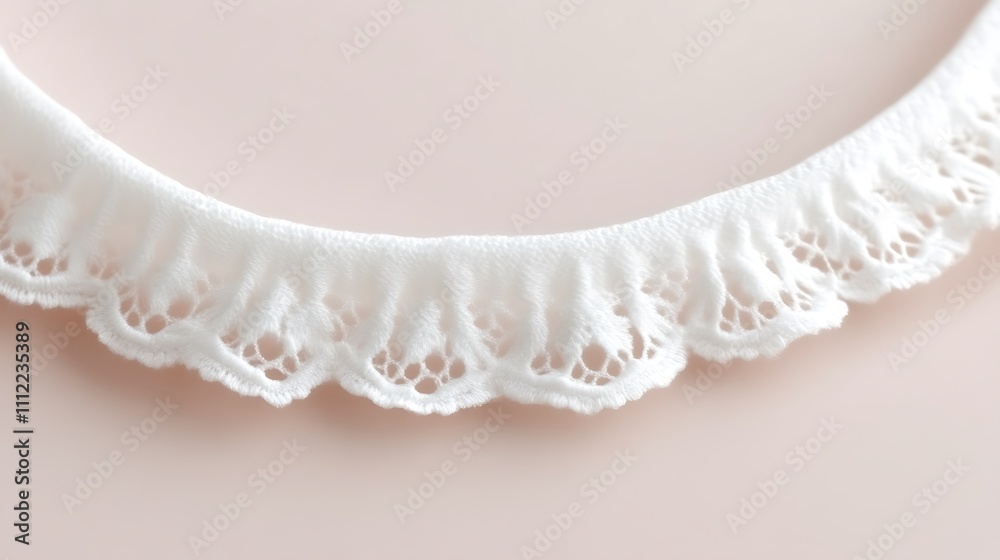 Delicate White Lace Trim Detail on Pale Background Delicate White Lace Trim Detail on Pale Background
