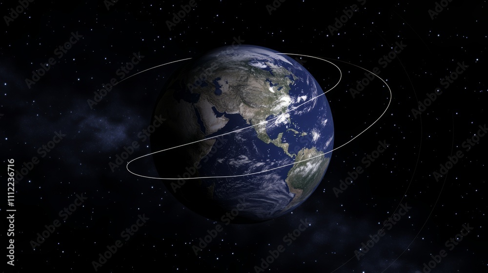 Obraz premium Earth axis diagram illustration showing the tilt of the Earth's rotational axis relative to its orbital plane, explaining the cause of seasonal changes and the distribution of sunlight