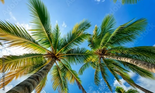 Wallpaper Mural Low-angle view of palm trees against a vibrant blue sky. Torontodigital.ca