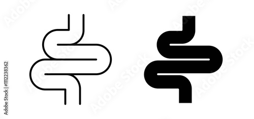 Intestines icons in black filled and outlined style