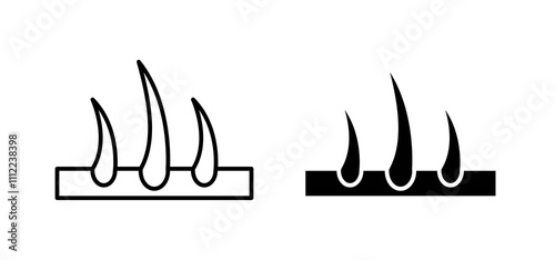 Hair icons in black filled and outlined style