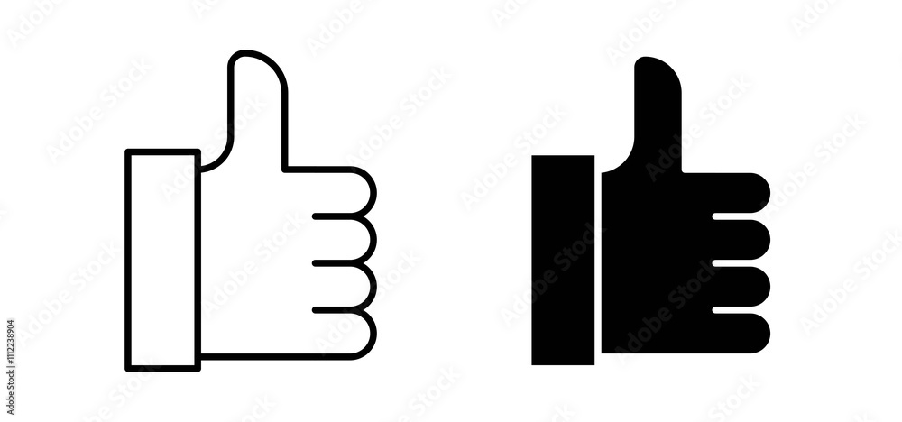 Like icons in black filled and outlined style Like icons in black filled and outlined style