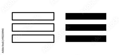 Hamburger menu icons in black filled and outlined style