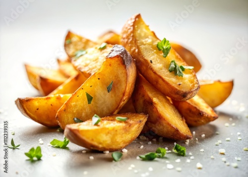 Deliciously Crispy Potato Wedges on a Clean White Background - Perfect for Food Photography, Recipes, and Culinary Inspiration for Your Next Meal or Snack Time Delight