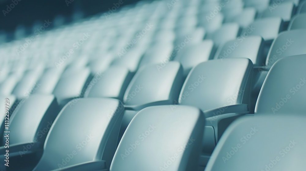 Obraz premium Empty stadium seats, a silent testament to the absence of fans, symbolizing the void left by the lack of human connection and shared experiences in the face of challenges.