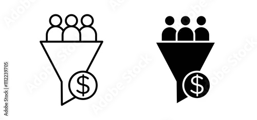 Lead conversion icons in black filled and outlined style
