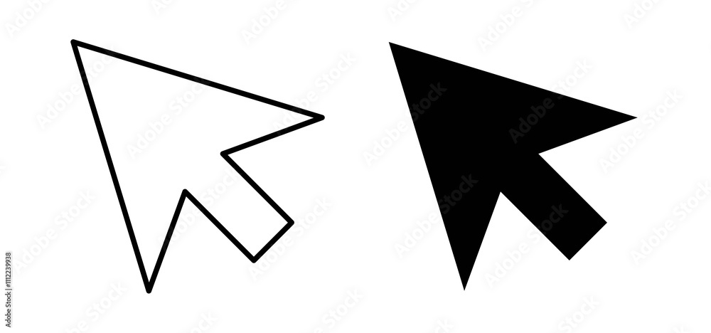 Mouse pointer icons in black filled and outlined style Mouse pointer icons in black filled and outlined style