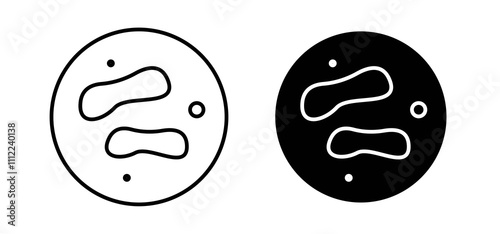 Microorganism icons in black filled and outlined style