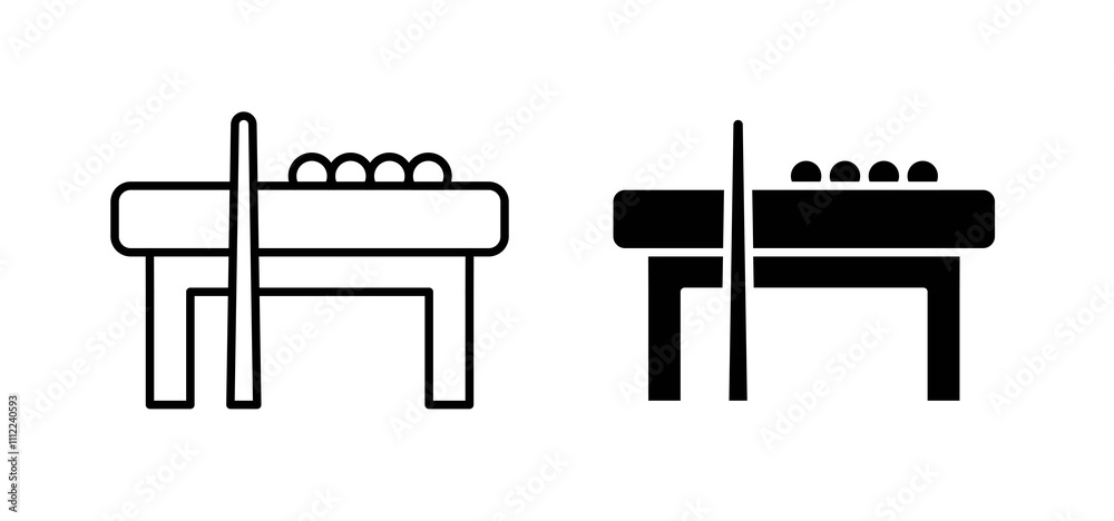 Pool table icons in black filled and outlined style Pool table icons in black filled and outlined style