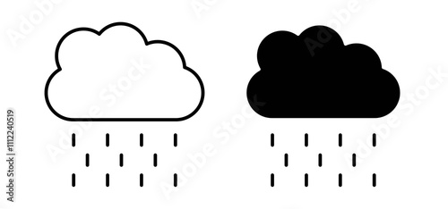 Rain icons in black filled and outlined style