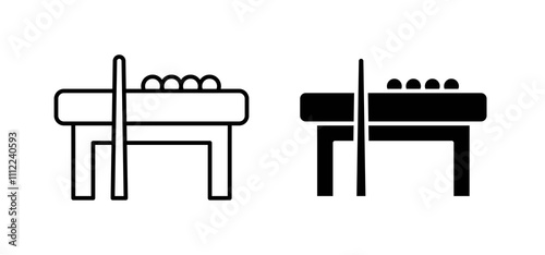 Pool table icons in black filled and outlined style