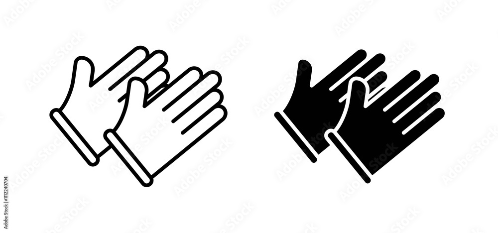 Glove icons in black filled and outlined style Glove icons in black filled and outlined style