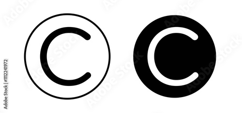 Copyright icons in black filled and outlined style