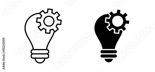 Innovation icons in black filled and outlined style