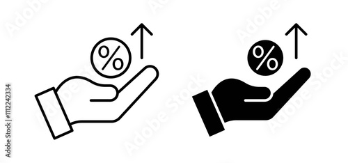 Interest icons in black filled and outlined style photo