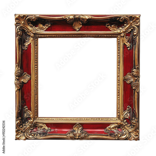 Vintage Ornate Gold and Red Square Frame photo