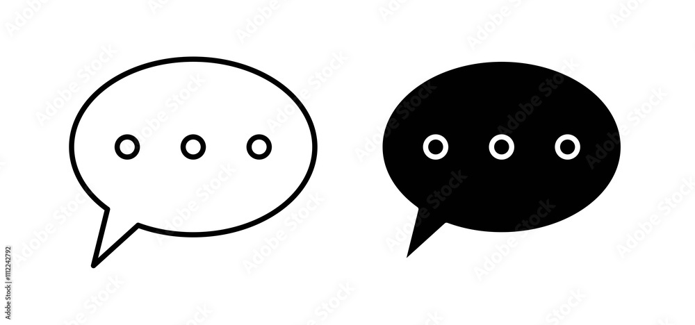 Speech bubble icons in black filled and outlined style Speech bubble icons in black filled and outlined style