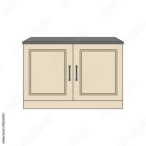 kids drawing kitchen cabinet cartoon isolated