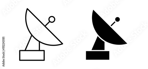 Satellite dish icons in black filled and outlined style