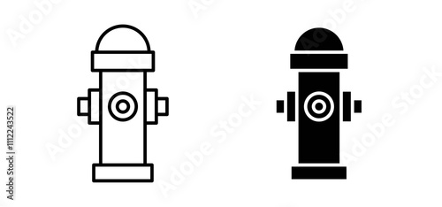 Fire hydrant icons in black filled and outlined style