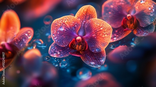 Vibrant orchids in bloom detailed close-up photography nature high-resolution artistic perspective