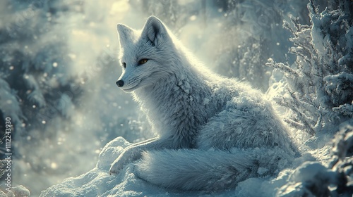 Arctic Fox Resting In Winter Wonderland