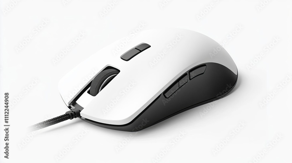 Sleek White Gaming Mouse Computer Peripheral Ergonomic Design Wired Mouse PC Accessory High Sleek White Gaming Mouse Computer Peripheral Ergonomic Design Wired Mouse PC Accessory High