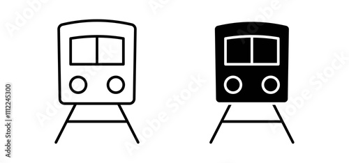 Train icons in black filled and outlined style