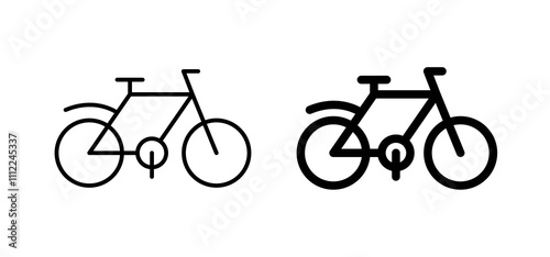 Bicycle icons in black filled and outlined style