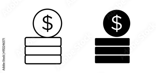 Money icons in black filled and outlined style