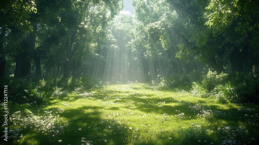 Obraz premium Serene Sunlit Forest Glade