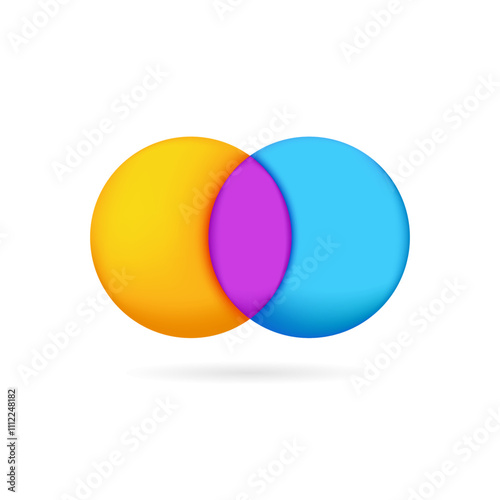 nfographic Venn diagram template with bold, round shapes, suitable for information analysis and clear, colorful visual design.