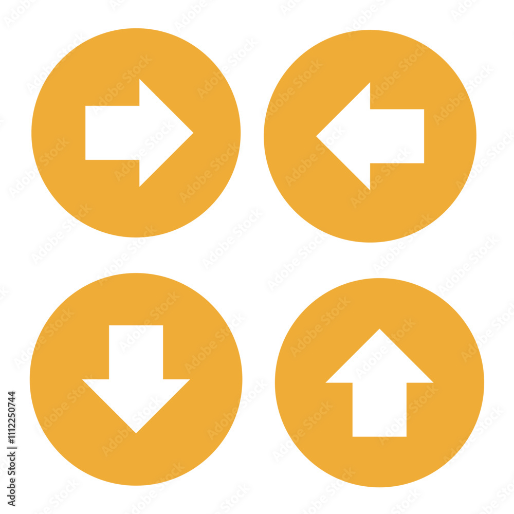Cute cartoon vector arow buttons right down up left. Cute cartoon vector arow buttons right down up left.