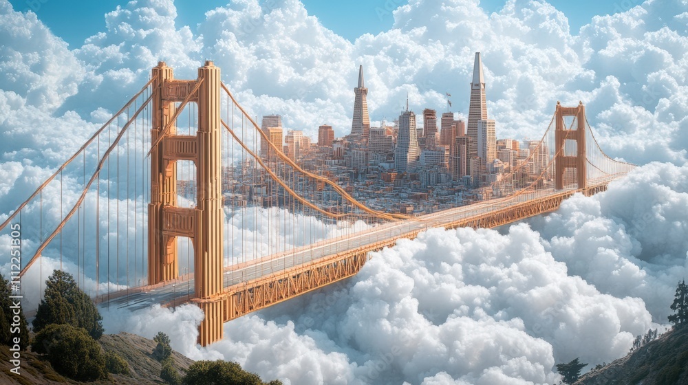 Fototapeta premium Golden Gate Bridge Above the Clouds