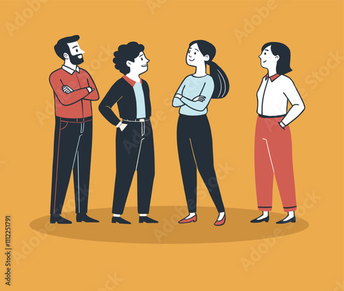 alking people illustration of a four adults talking to eachother,