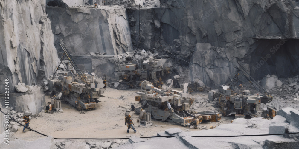 excavators work on mining in a quarry Generative AI excavators work on mining in a quarry Generative AI