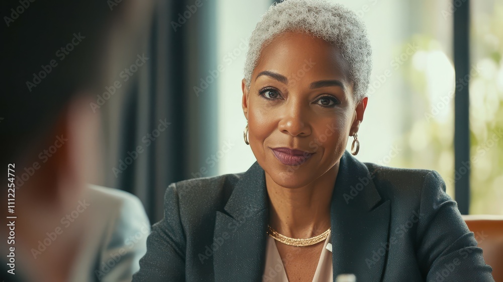 Fototapeta premium Mature businesswoman leading a meeting in a boardroom