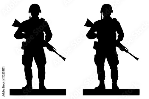 silhouette of a army soldier on white background.