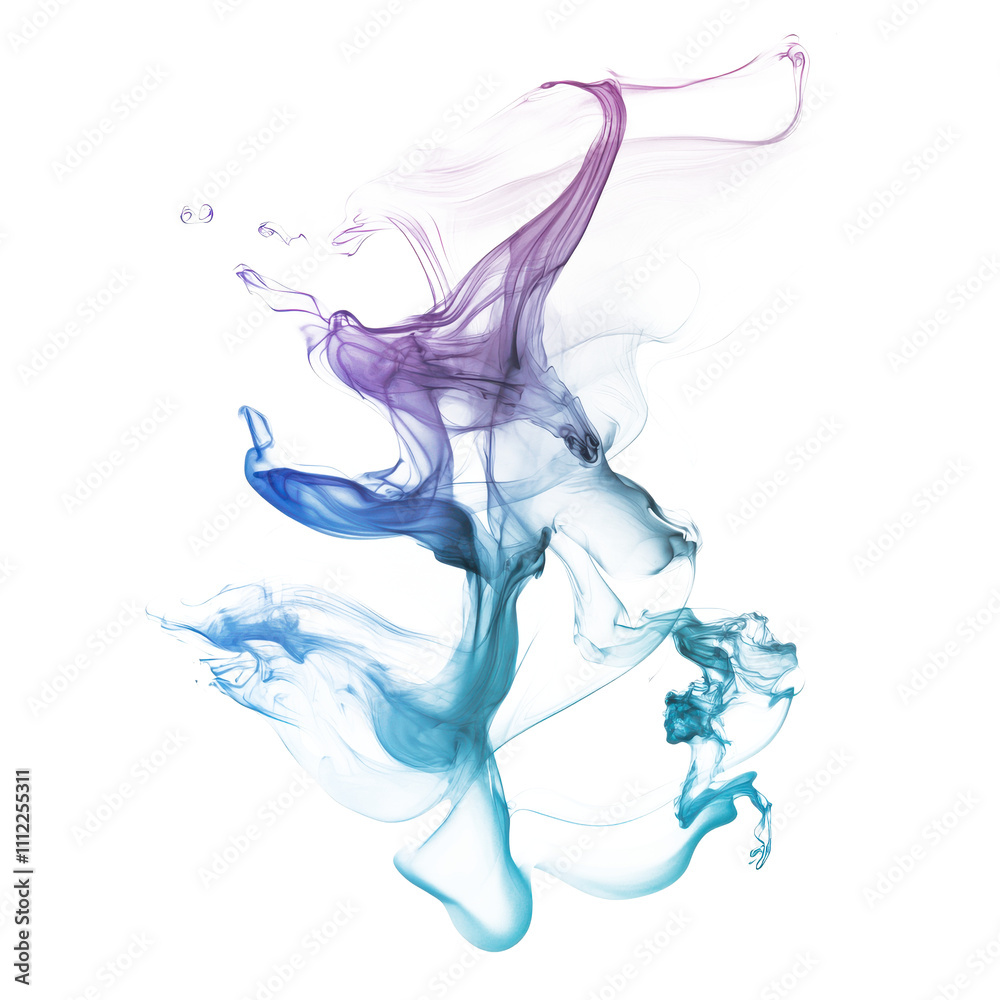 Fototapeta premium Isolated PNG of Vibrant Purple and Blue Smoke Swirls: Abstract Art for Creative Designs